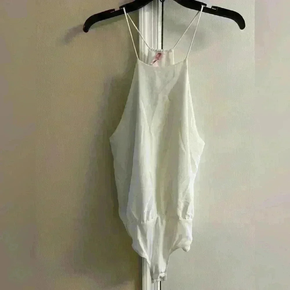 Dina‎ be white bodysuit halter top made in USA. XL. NWT